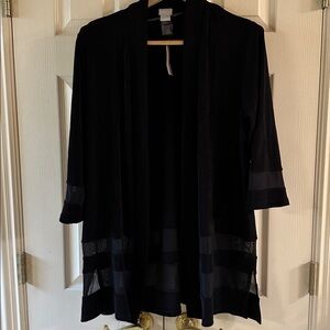 Chico's Black Mesh Trim Cardigan Size 2 NWT